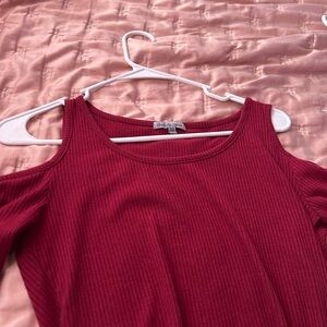 Charlotte Russe Women's Red Cold Shoulder Top